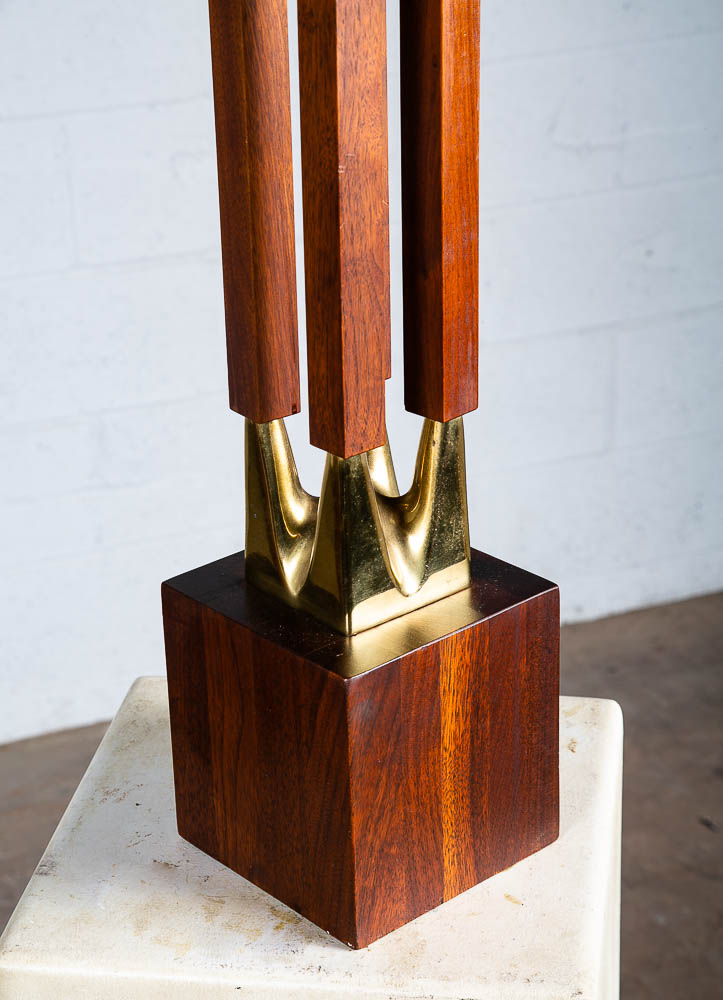 Mid Century Modern Table Lamp Sculptural Solid Walnut Wood Laurel Brass Large - Image 7
