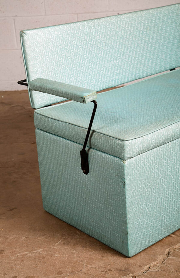 Mid Century Modern Storage Chest Trunk Bench Storage Cal Chest Co Iron Blue Arms - Image 9