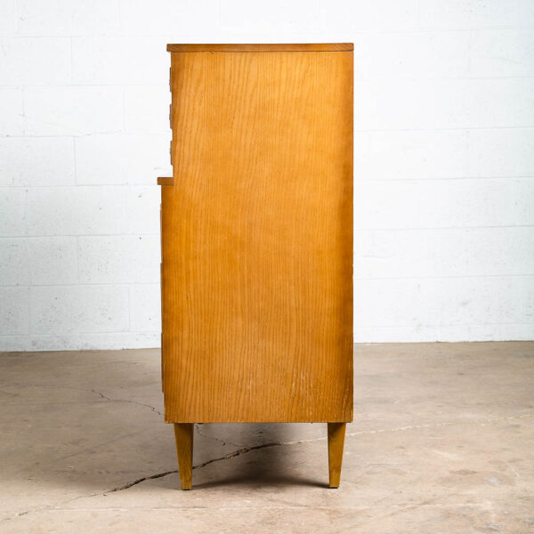 Mid Century Modern Highboy Dresser Solid Wood 5 Drawers Ash LA Period Furniture - Image 3