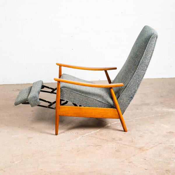 Mid Century Modern Lounge Chair Milo Baughman James Inc. Arm Recliner Blue Grey - Image 4