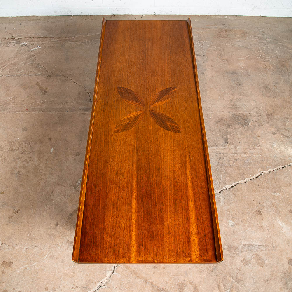 Mid Century Modern Coffee Table Lane Rosewood Inlay Vintage Surfbaord Walnut - Image 6