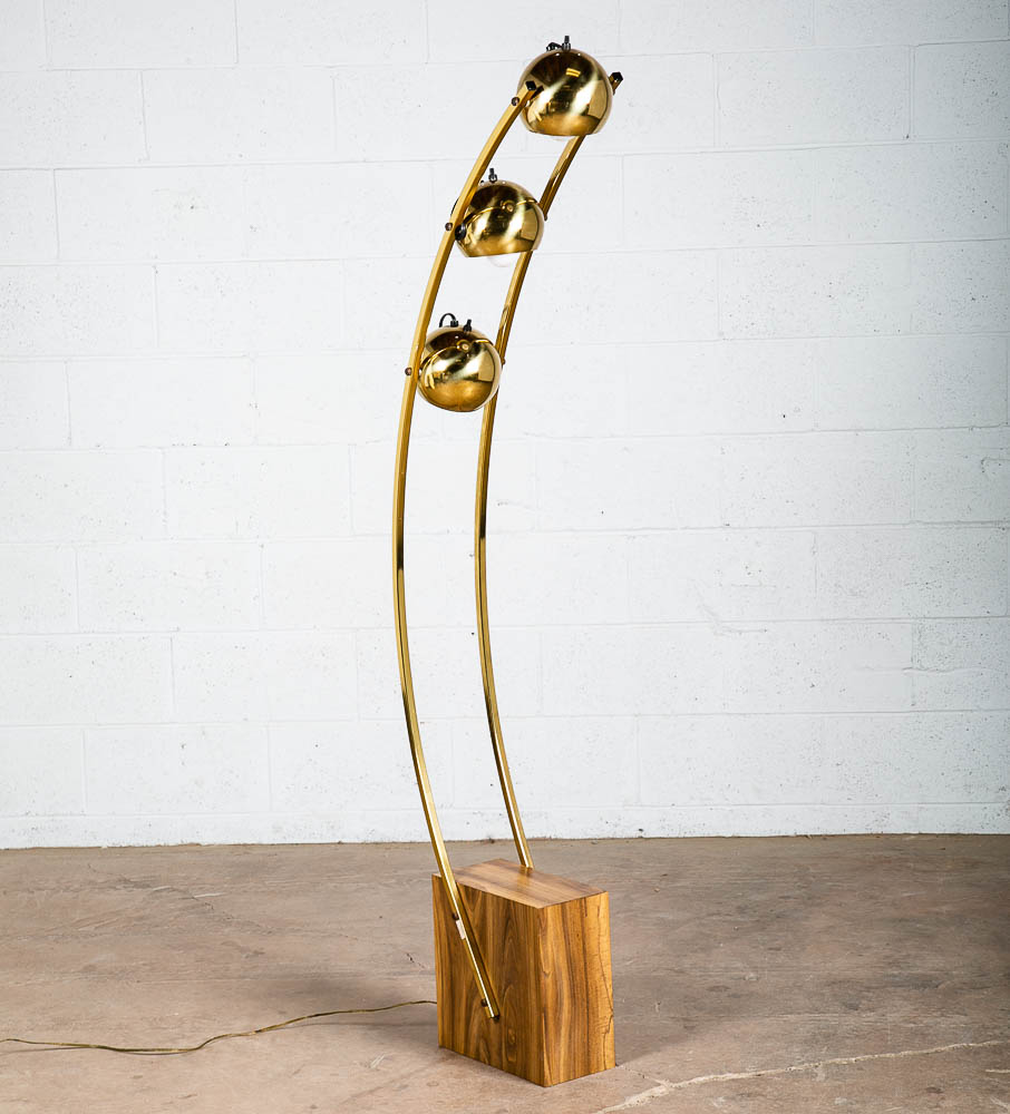 Mid Century Modern Floor Lamp Arc Nova of California Light MCM Brass Gold Orb Eye Tall Large Lighting