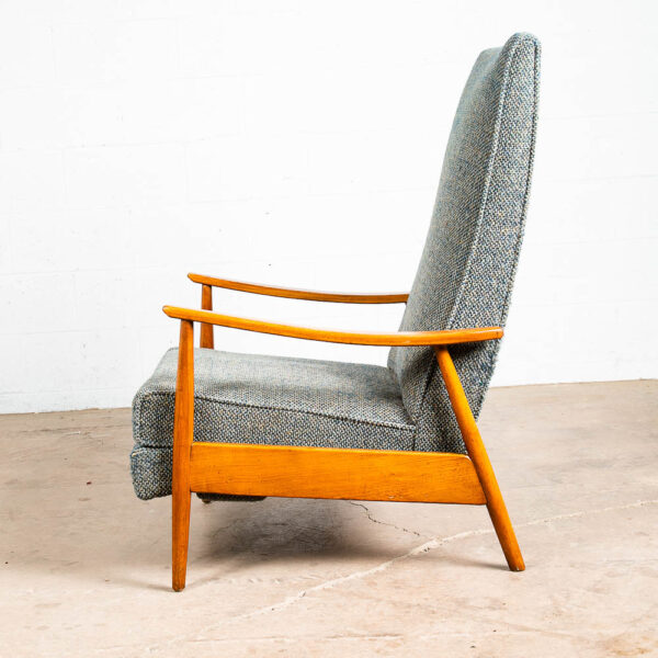 Mid Century Modern Lounge Chair Milo Baughman James Inc. Arm Recliner Blue Grey - Image 2