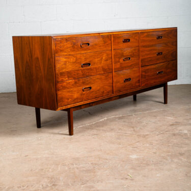 Mid Century Modern Dresser Credenza 9 Drawer Walnut Founders Danish Sideboard