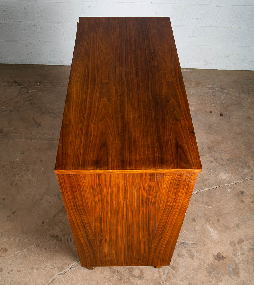 Mid Century Modern Dresser Highboy Walnut 5 Drawer Wood Brass Handle Dixie Mcm - Image 3