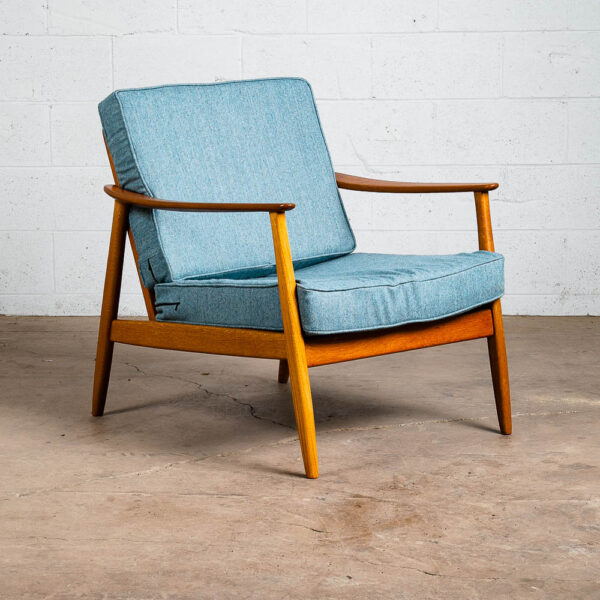 Mid Century Danish Modern Lounge Chair Folke Ohlsson Dux Blue Cane Teak USA 247 - Image 2