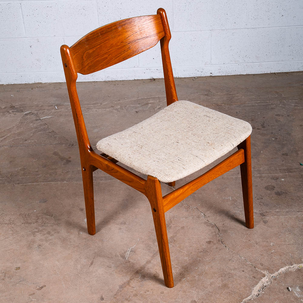 Mid Century Danish Modern Dining Chair Solid Teak White Findahls Denmark Vintage - Image 8