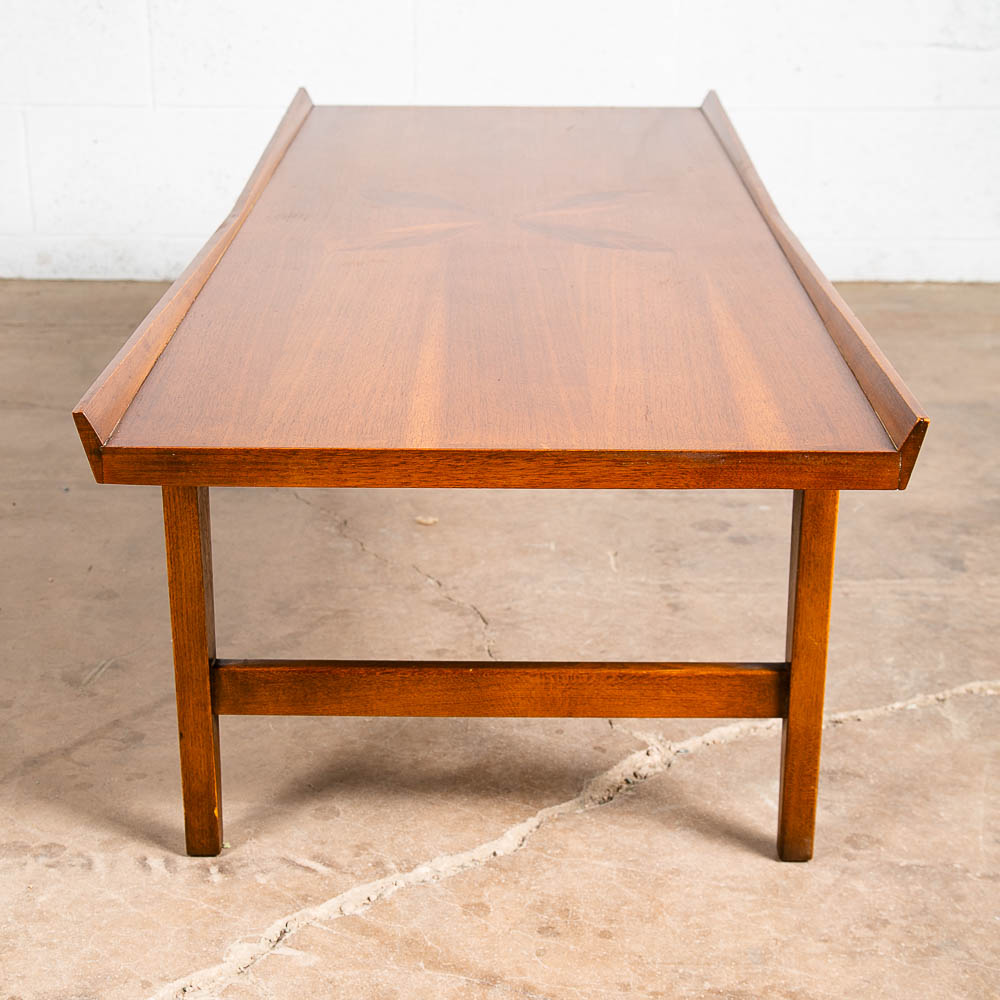 Mid Century Modern Coffee Table Lane Rosewood Inlay Vintage Surfbaord Walnut - Image 5