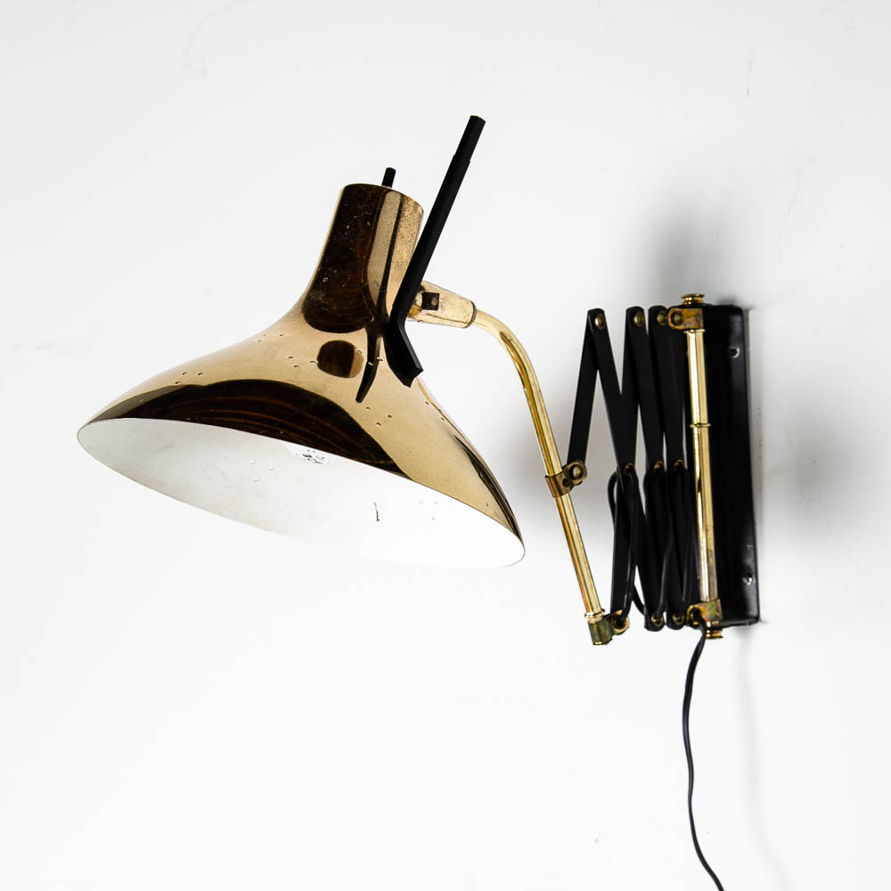 Mid Century Modern Lamp Wall Sconce Gerald Thurston Lightolier Brass Metal Gold