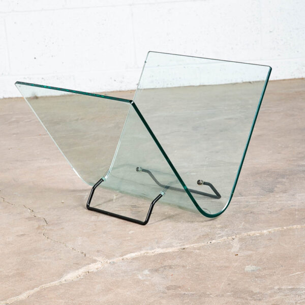 Mid Century Modern Magazine Rack Holder Glass Metal Vittorio Livi Fiam Italia - Image 6