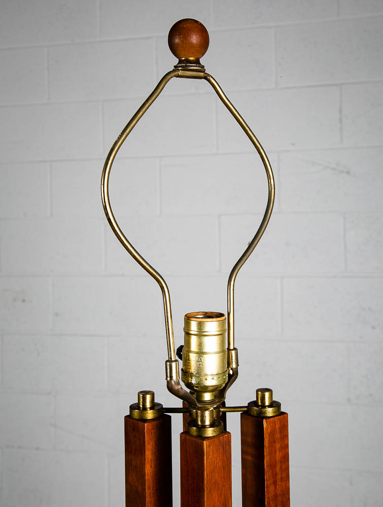 Mid Century Modern Table Lamp Sculptural Solid Walnut Wood Laurel Brass Large - Image 8