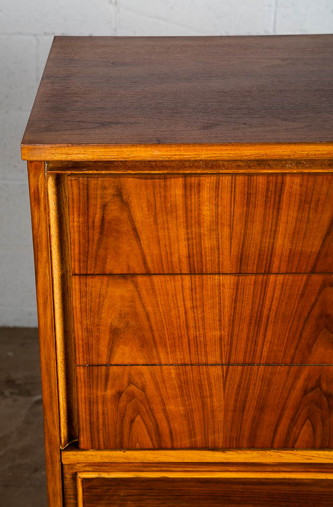 Mid Century Modern Dresser Highboy Walnut 5 Drawer Wood Brass Handle Dixie Mcm - Image 6