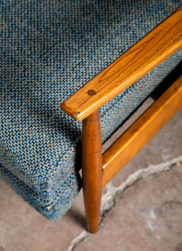 Mid Century Modern Lounge Chair Milo Baughman James Inc. Arm Recliner Blue Grey - Image 9