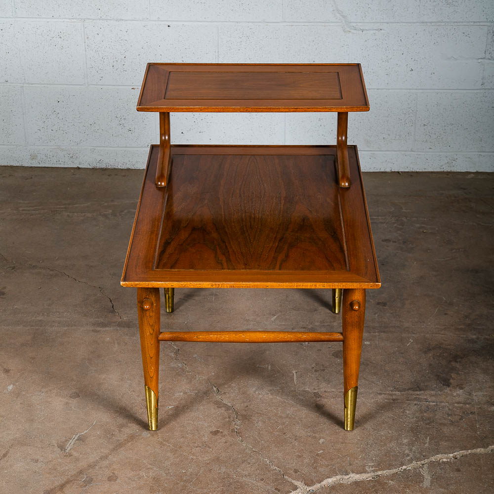Mid Century Modern End Table Step Up Lane Copenhagen Vintage 2 Tier Walnut 1957 - Image 7