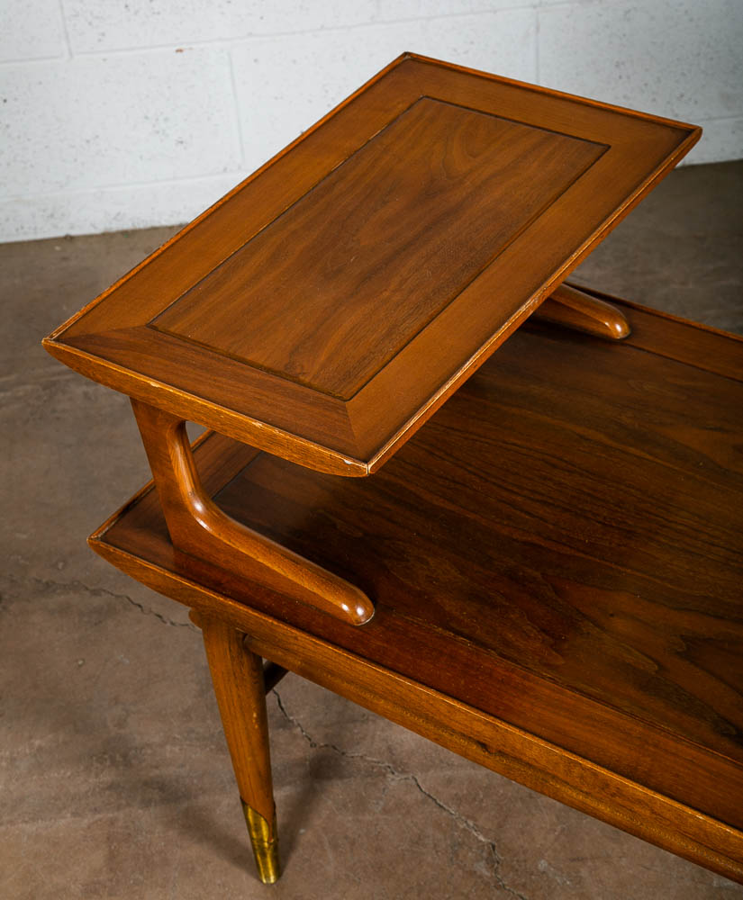 Mid Century Modern End Table Step Up Lane Copenhagen Vintage 2 Tier Walnut 1957 - Image 8