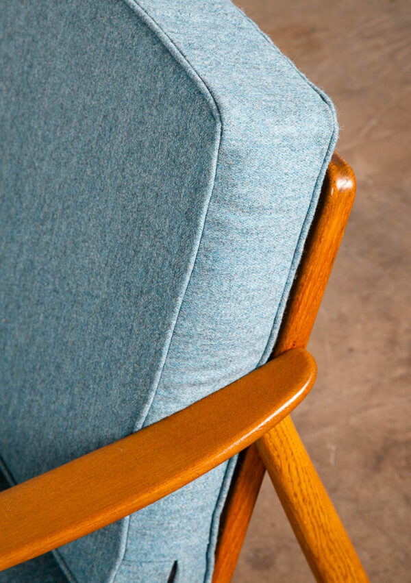 Mid Century Danish Modern Lounge Chair Folke Ohlsson Dux Blue Cane Teak USA 247 - Image 9