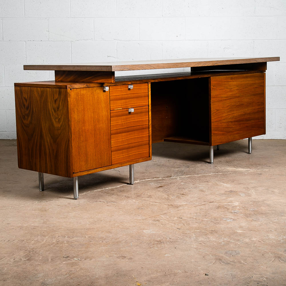 Mid Century Modern Desk Executive George Nelson Herman Miller Credenza Walnut NM