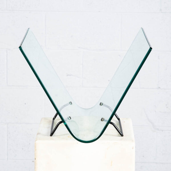 Mid Century Modern Magazine Rack Holder Glass Metal Vittorio Livi Fiam Italia - Image 2