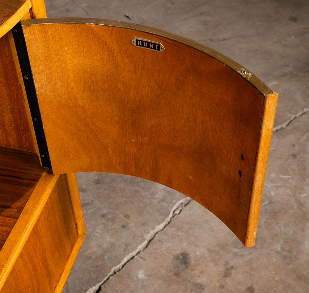 Mid Century Modern Vanity Dressing Table Walnut Drawers Mirror Glass Hunt Mcm - Image 6