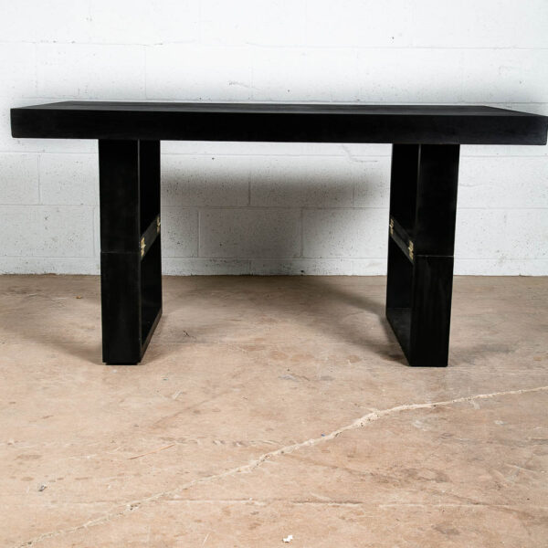 Mid Century Modern Camel Coffee Dining Table Van Keppel Green Wood Black 1940s - Image 4