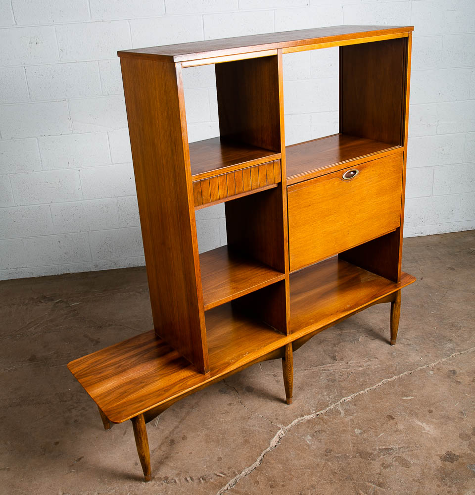 Mid Century Modern Room Divider Wall Unit Desk Cabinet Walnut Vintage Shelf Mcm - Image 3