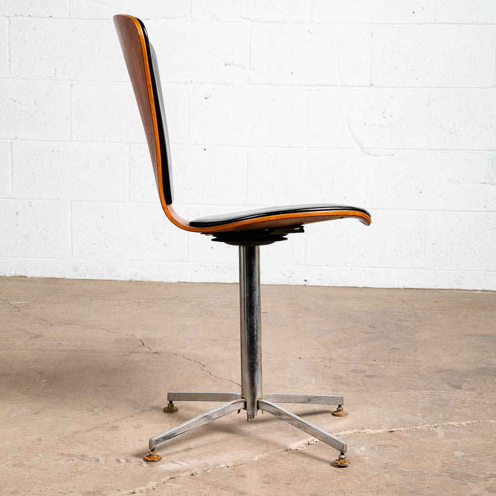 Mid Century Modern Lounge Chair Swivel Metal Base Swivel Black Walnut Cherner - Image 8