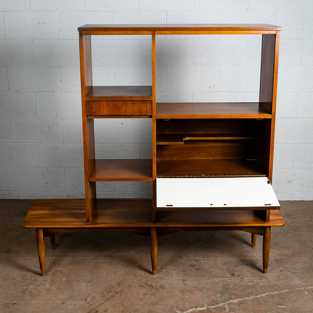 Mid Century Modern Room Divider Wall Unit Desk Cabinet Walnut Vintage Shelf Mcm - Image 6