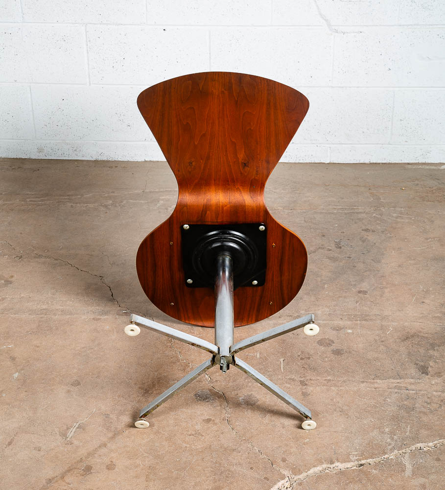 Mid Century Modern Lounge Chair Swivel Metal Base Swivel Black Walnut Cherner - Image 6