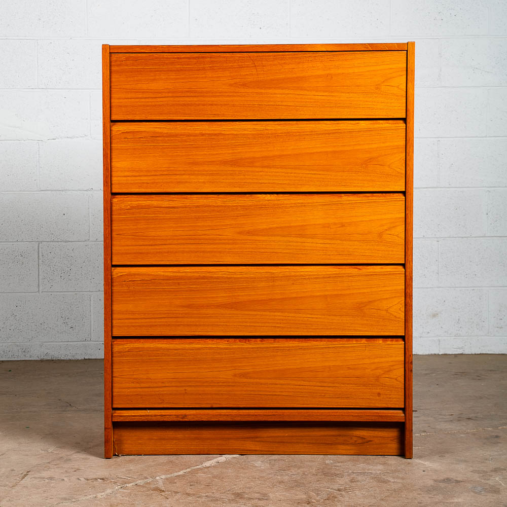 Mid Century Danish Modern Highboy Dresser 5 Drawer Teak Wood Vintage Denmark - Image 4