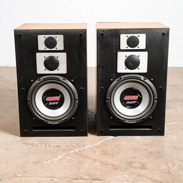 Mid Century Altec Lansing Speakers Model Vintage Pair Set Oak Wood Retro Pioneer - Image 2