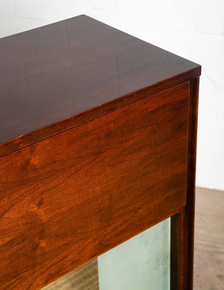 Mid Century Modern Bar Liquor Storage Glass Shelf Drop Down Cocktail Walnut Mcm - Image 11