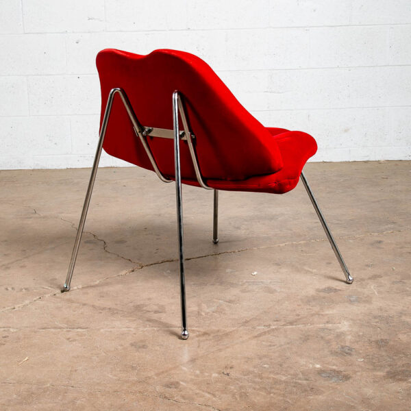 Mid Century Modern Lounge Chair Side Red Lips Velvet Plush Vintage Retro Metal - Image 7
