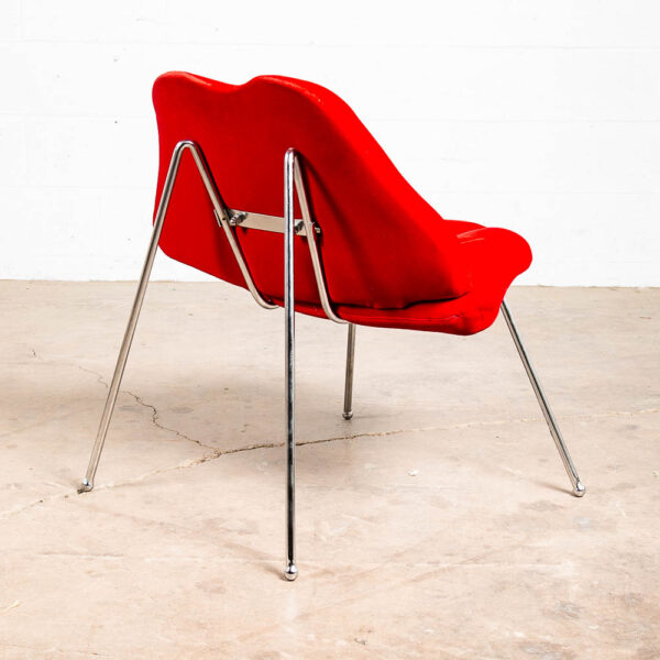 Mid Century Modern Lounge Chair Side Red Lips Velvet Plush Vintage Retro Metal - Image 5