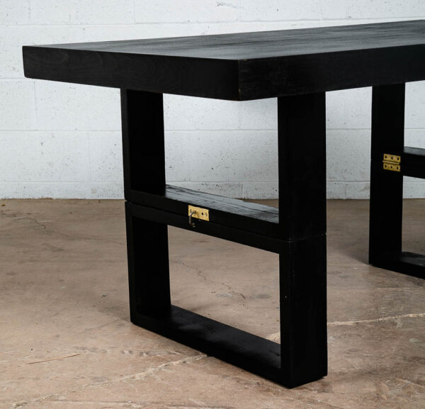Mid Century Modern Camel Coffee Dining Table Van Keppel Green Wood Black 1940s - Image 12