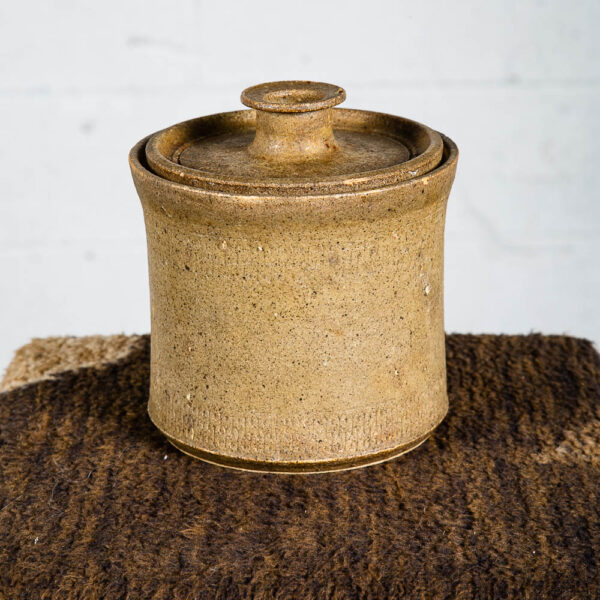 Mid Century Modern Lidded Pot Set Tan Brown Round Studio Ceramic Pottery Lids 2 - Image 7