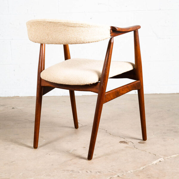Mid Century Danish Modern Armchair Chair Dining Teak White Wool Farstrup Harlev - Image 8