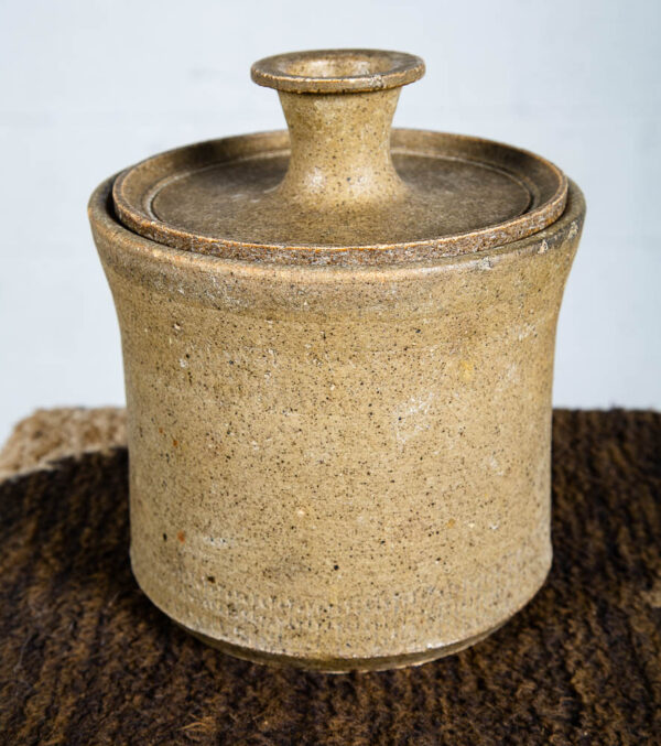 Mid Century Modern Lidded Pot Set Tan Brown Round Studio Ceramic Pottery Lids 2 - Image 6