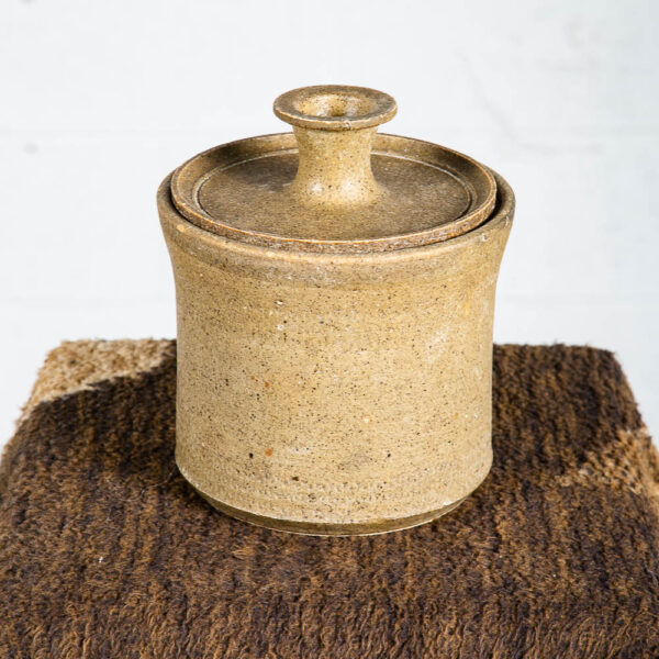 Mid Century Modern Lidded Pot Set Tan Brown Round Studio Ceramic Pottery Lids 2 - Image 8