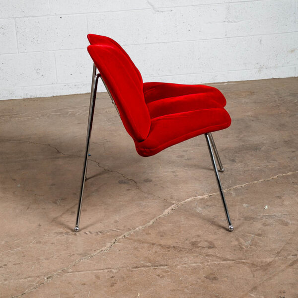 Mid Century Modern Lounge Chair Side Red Lips Velvet Plush Vintage Retro Metal - Image 4