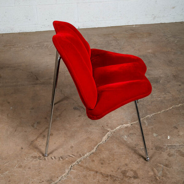 Mid Century Modern Lounge Chair Side Red Lips Velvet Plush Vintage Retro Metal - Image 10