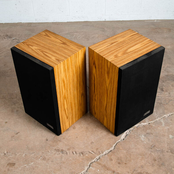 Mid Century Altec Lansing Speakers Model Vintage Pair Set Oak Wood Retro Pioneer - Image 3