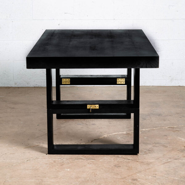Mid Century Modern Camel Coffee Dining Table Van Keppel Green Wood Black 1940s - Image 10