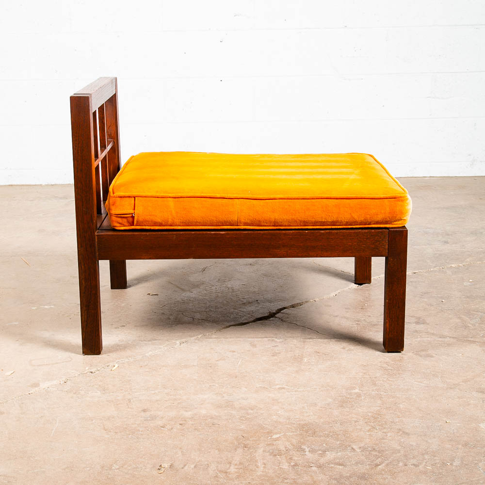 Mid Century Danish Modern Lounge Chair Orange Solid Teak Japanese Tan Side Mcm - Image 3