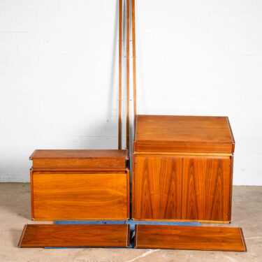 Mid Century Modern Wall Unit Barzilay Walnut System 2 Bay Modular McCabe Cabinet