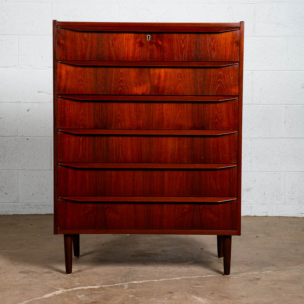Mid Century Danish Modern Highboy Dresser 6 Drawer Solid Teak Denmark Vintage - Image 8