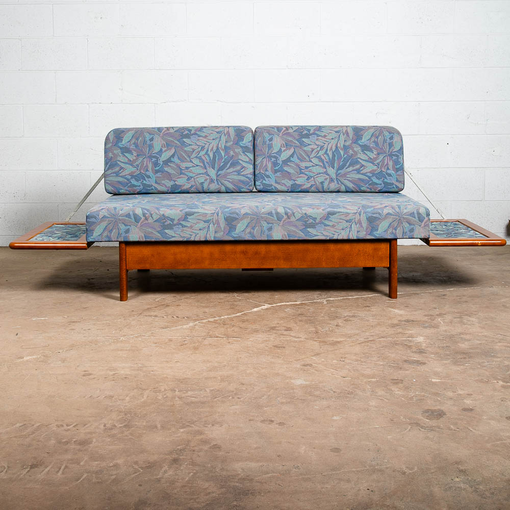 Mid Century Danish Modern Sofa Couch Bed Daybed Folding Blue Hestbæk Denmark Mcm - Image 5