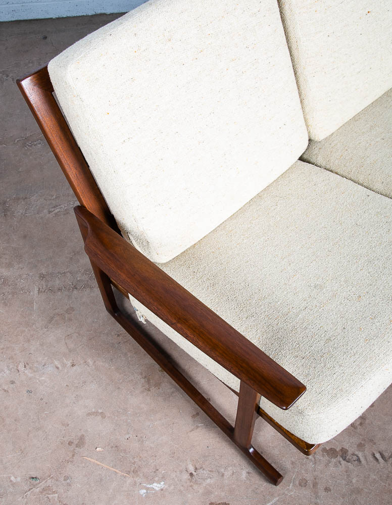 Mid Century Danish Modern Sofa Couch Ib Kofod Larsen White Arm Selig Sled 3 Seat - Image 8
