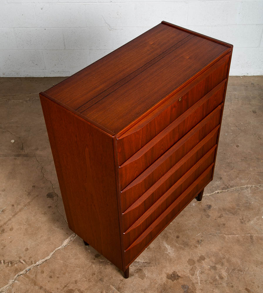 Mid Century Danish Modern Highboy Dresser 6 Drawer Solid Teak Denmark Vintage - Image 3