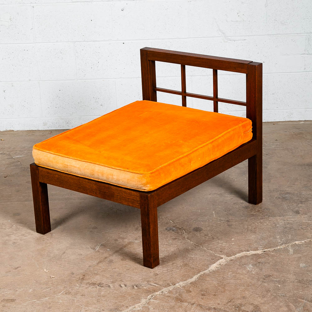 Mid Century Danish Modern Lounge Chair Orange Solid Teak Japanese Tan Side Mcm