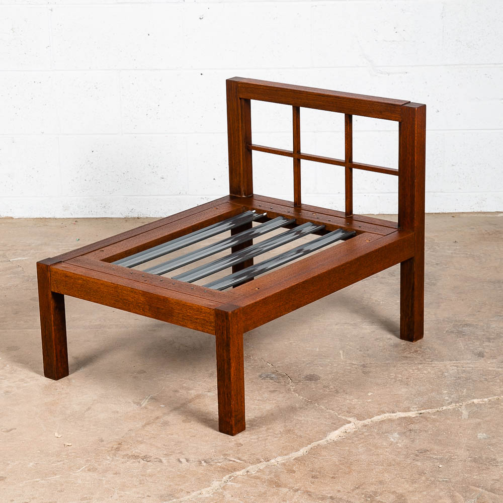 Mid Century Danish Modern Lounge Chair Orange Solid Teak Japanese Tan Side Mcm - Image 5